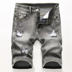 2025 Venta al por mayor High Street Men's Denim Jean Shorts Suavizante de alta calidad Pantalones cortos casuales Venta caliente Ropa de moda de patrón sólido - Product Image 1
