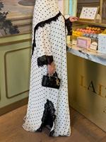 Großhandel 2026 Damen Polka Dot Spitze Patchwork Arabische Abaya Lose Lange Dubai-Stil Bescheidene Muslimische Kleidung Cardigan mit Hijab