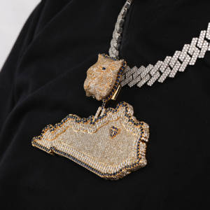 Personalizado Funky 925 colgante de plata esterlina Moissanite diamante y mapa estético helado estilo Hip Hop para fiesta o regalo - Product Image 6