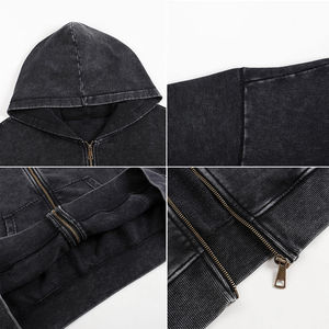 Survêtement sur mesure pour hommes surdimensionné délavé à l'acide avec fermeture éclair pour hommes sweat à capuche et pantalon de survêtement pour hommes - Product Image 3