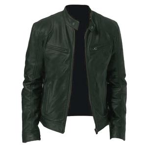 Men Jackets Leather <b>Coat</b> Zipper Full Sleeve Splice <b>Coats</b> Solid <b>Slim</b> Fit Casual Jacket <b>Stand</b> Collar Outwear Autumn jacket for men - Product Image 2