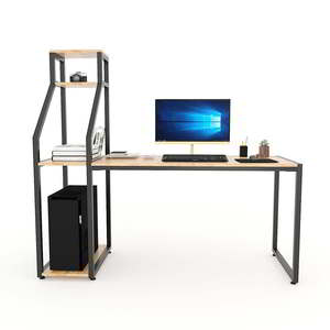 Integrated <b>Computer</b> Desk with CPU Shelf Bookshelf Drawer-Rubber Wood and Iron Frame COD68042 <b>Computer</b> <b>Table</b> - Product Image 3