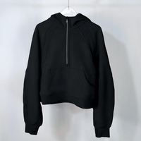 Sweat à capuche décontracté pour femme, automne-hiver, en molleton bouclette court, avec demi-fermeture éclair, logo personnalisé sur le devant, 100 % coton
