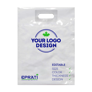Sac en plastique biodégradable MDPE avec poignée découpée sur mesure, logo personnalisé, pour vêtements, fabricant turc - Product Image 3