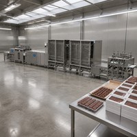 Machine industrielle de fabrication de chocolat 250-600 kg/h, ligne de production de chocolat SUS304, 42 kW, entièrement en acier inoxydable, PLC, certifiée CE