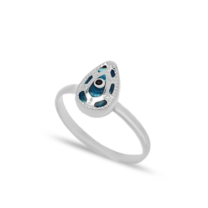 Anillo de diseño de ojo turco en forma de pera, joyería de plata de ley 925 hecha a mano turca al por mayor - Product Image 5