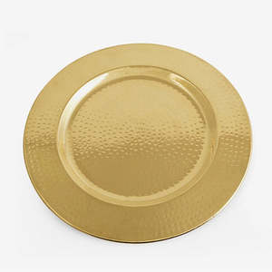 Assiettes de service en acier inoxydable, finition dorée ronde exclusive martelée, vaisselle durable, meilleure arrivée - Product Image 1
