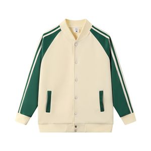 Veste de baseball unisexe Healy 2026 à manches longues, color-block, fermeture boutonnée, bleu crème, polyester, coupe classique, adultes, toutes saisons - Product Image 1
