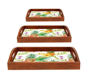 Wood Serving <b>Tray</b> Premium Quality Restaurant and Home <b>Kitchen</b> Use with Enamel Printed Single Piece Wood Serving <b>Tray</b> - Product Image 3
