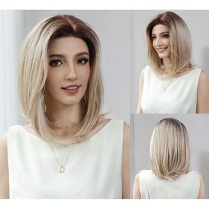 วิกผมสังเคราะห์สีบลอนด์แบบมีรากผม Hailey-DWY รุ่น Free Part พร้อมด้วยเชือกผูกผมด้านหน้าแบบโปร่งใส - Product Image 5