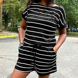 Recién llegados, camiseta informal de verano, conjunto de pantalones cortos de dos piezas, conjuntos cortos de camiseta para mujer a la venta a precio barato - Product Image 4