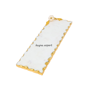 Tablero decorativo de mármol de lujo, con Rama de METAL dorado y cuchillo - Product Image 3