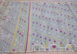 Exclusivo Dhakai blanco Jamdani Sharee de calidad superior para mujeres JAMDANI tela azul rojo verde dorado cielo azul de Bangladesh - Product Image 6