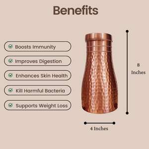 Botella de cobre hecha a mano eco segura duradera aumenta el metabolismo mejora la inmunidad diseño a prueba de fugas para gimnasio y usuarios domésticos - Product Image 3