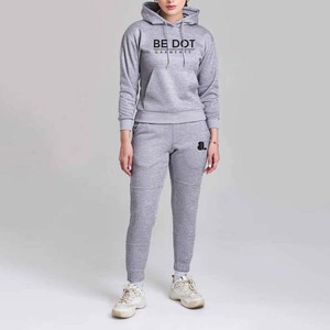 Logo personnalisé poids lourd 100% coton couleur unie pull survêtement ensemble unisexe plaine sweat à capuche jogger pour les femmes - Product Image 1
