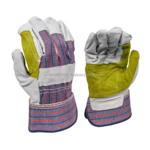 Guantes de trabajo de aparejo canadiense de cuero de vaca Natural de alta calidad Guantes de seguridad de protección de manos de construcción industrial - Product Image 4