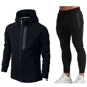 Ensemble de survêtements unisexe en nylon coupe-vent Gym Fitness veste de course zippée de haute qualité automne coupe-vent 2 pièces costume pour hommes - Product Image 2