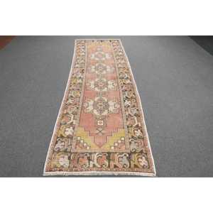 พรมตุรกีโบราณ ขนาด 3x9.3 ฟุต สีแดงลายอิคัต - Product Image 1