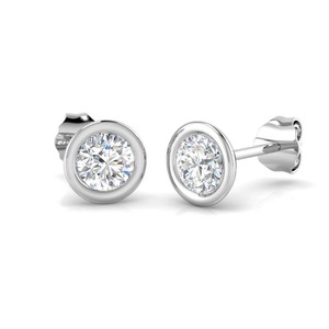 Deslumbrantes Pendientes de Diamantes con Corte Redondo y Engaste de Bisel, 0.30 Ct, Diamante Cultivado en Laboratorio en Platino, para Aniversario de Bodas - Product Image 2