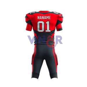 Nouvel arrivage d'uniformes de football américain pour hommes Vente en gros bon marché Logo brodé personnalisé Technique imprimée à manches courtes - Product Image 5