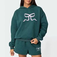 Ensemble 2 pièces Erni Sports pour femme : Sweat à capuche ample uni et short de jogging large en molleton anti-plis 100 % coton