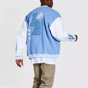 New custom <b>leather</b> jacket wholesale <b>men</b> casual streetwear bomber varsity jacket - Product Image 3