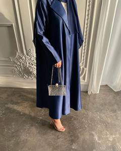 Abaya Larga de Seda Satén de Lujo Personalizada al por Mayor, Ropa Islámica de Alta Calidad para Mujer, Mangas con Volantes, Antiarrugas, para Musulmanas - Product Image 2