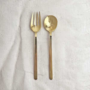 Cuillère à buffet en acier manche en bois fourchette couverts salade grande cuillère de service et fourchette couverts pour restaurant - Product Image 3