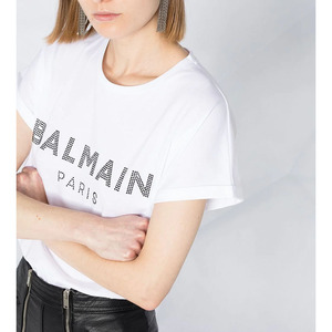 T-shirt d'été de haute qualité avec logo personnalisé pour femmes, avec impression de strass, tenue décontracté, t-shirts respirants - Product Image 2
