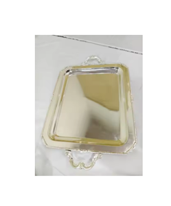 Plateau de service décoratif en aluminium pour mariage, vaisselle de table, plateau fantaisie fait main, design écologique, plats de service en aluminium fantaisie - Product Image 1