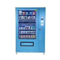 Distributore Automatico Nero Compatto per Snack e Bevande con Pagamento con Carta di Credito, Display LCD e Opzioni di Pagamento Multiple per Uso Commerciale