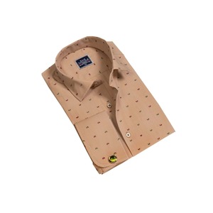 Camisa Casual de Lino Beige con Patrón Cuadrado Sólido, Puños Franceses, Tallas XXS-4XL, Cuello Mao, Estilo Occidental, Camisas Formales de Vestir - Product Image 1