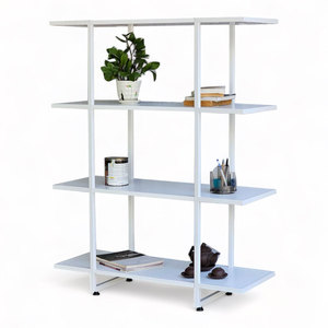 4-Tier Bookshelf KS68229 94x35x120(cm) White Iron Frame Standing Type for Living Room Installation - Product Image 1