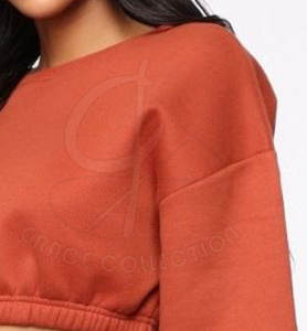 Nueva llegada de las mujeres Plain Crop Top sudaderas con personalizado Peking cuello redondo logotipo frontal para la venta de invierno - Product Image 3