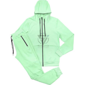 Ensembles 2 pièces pour hommes automne – Survêtements unisexes en molleton 100 % coton écologique avec pantalon droit et sweat à capuche zippé, personnalisables avec logo - Product Image 5
