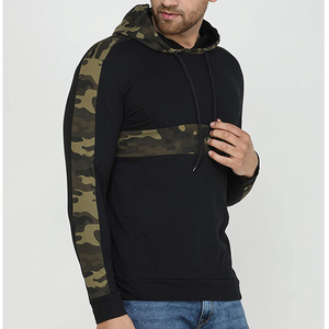 <b>Men's</b> Custom Camo Panel Pullover <b>Hoodie</b> 100% Cotton Long Sleeve Casual <b>Work</b> & Street Sportswear Winter Embroidery Logo Fleece - Product Image 2