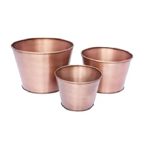 Copper Plated New Home Hotel Garden Decor Galvanized Metal Planter Stand Bucket For Indoor Outdoor Decoration Usage Plant Stand