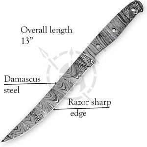 Kit de fabrication de couteaux DIY en acier Damas, lame vierge en acier pour filetage, pointe de lance de chasse, 1 lame, haute qualité, logo personnalisé OEM, fait main - Product Image 4
