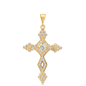 Dainty Cross Design CZ Argent Religieux Charme Pendentif En Gros À La Main Religion Bijoux Fine Collier - Product Image 1