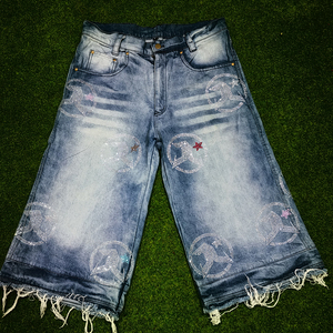 Salopette en jean pour homme, taille mi-haute, 100% coton, broderie logo cristal, séchage rapide, double ceinture, style décontracté punk, haute qualité, vente en gros - Product Image 5