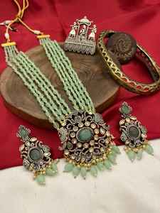 Ensemble oxydé traditionnel finition argent antique pour femmes bijoux en laiton de style ethnique pour les fêtes quotidiennes - Product Image 6