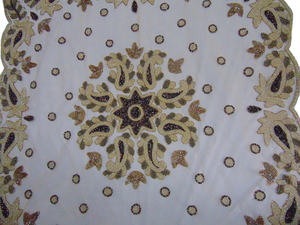 Luxury Beaded Embroidery Table Cloth Cover Elegant Handmade Lace <b>Tablecloth</b> with Intricate Beadwork and Embroidery - Product Image 2