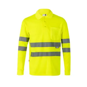 100% POLYESTER yellow hi vis shirt Electrical Maintenance Construction Logistics long sleeve safety reflective t-shirt for men