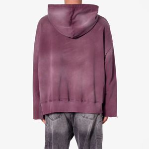 80/20 Cotton polyester Acid Wash Distressed <b>Thermal</b> <b>Hoodie</b> Men Long Sleeve Print Design Pullover Pullover Winter Branded Hoody - Product Image 3