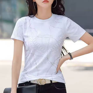 Camiseta con diamantes de imitación para mujer, venta al por mayor, camiseta con diamantes de imitación para mujer de buena calidad - Product Image 3