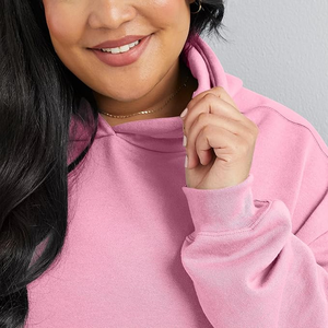 Sweat à capuche polaire grande taille rose de haute qualité pour femmes avec poche kangourou Style Vintage personnalisé pour la saison d'hiver prix de gros - Product Image 4