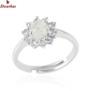 Anillo Ajustable de Plata de Ley 925 con Piedras Preciosas de Alta Calidad, Diseño de Luna Arcoíris con Circonitas, para Mujer, Regalo, Venta al por Mayor - Product Image 1