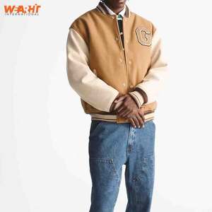 Vêtements personnalisés unisexes pour hommes vestes universitaires en laine avec vestes de baseball Letterman en satin style vintage manches en cuir respirant - Product Image 5