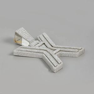 Urban Luxury 925 Sterling Silver Iced Out VVS Moissanite Letter Pendant Hip Hop Style Gold & Rodium Plated Jewelry Regalo perfecto - Product Image 2