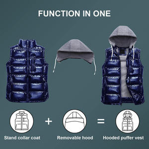 Chaleco acolchado unisex para invierno, Abrigo acolchado personalizado con cremallera frontal informal sólida de lona - Product Image 4